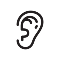 icono de oreja. diseño de la línea del oído el concepto de problemas auditivos aislados en el fondo png