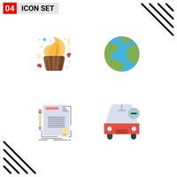 Universal Icon Symbols Group of 4 Modern Flat Icons of bakery contract day planet document Editable Vector Design Elements