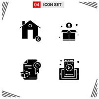 4 Icons Solid Style Grid Based Creative Glyph Symbols for Website Design Simple Solid Icon Signs Isolated on White Background 4 Icon Set Creative Black Icon vector background