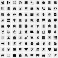 Set of 100 Universal Solid Icons vector