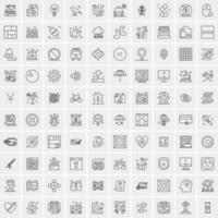 paquete de 100 iconos de líneas universales para móviles y web vector