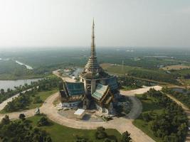 An aerial view of Beautiful Church at Luang Pho Sot Thammakayaram temple in Ratchaburi near the Bangkok, Thailand photo