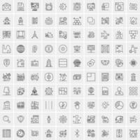 paquete de 100 iconos de líneas universales para móviles y web vector