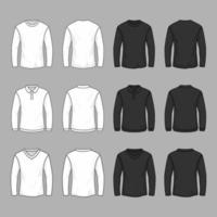 Outline T Shirt Mock Up Long Sleeve Template vector