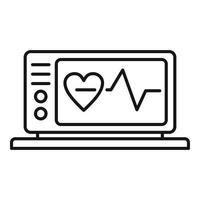 icono de equipo de electrocardiograma, estilo de contorno vector