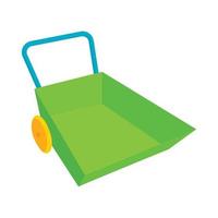 Green wheelbarrow icon in cartoon style vector