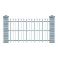 Brick and metal fence icon, flat style. vector