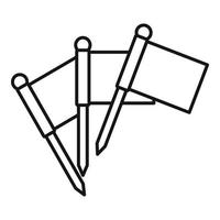 icono de banderas de croquet, estilo de esquema vector