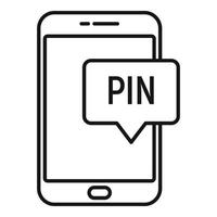 icono de banca de código pin de teléfono inteligente, estilo de contorno vector