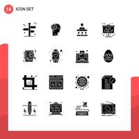 grupo de símbolos de iconos universales de 16 glifos sólidos modernos de información de mercado táctico rotafolio trabajo en equipo elementos de diseño de vectores editables
