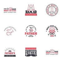 Happy fathers day 9 Black and Pink vintage retro type font Illustrator eps10 Editable Vector Design Elements