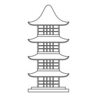 icono del templo de japón, estilo de esquema vector