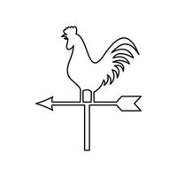 Weather vane with cock icon, outline style vector