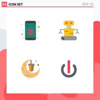 Mobile Interface Flat Icon Set of 4 Pictograms of data gift exoskeleton celebrate off Editable Vector Design Elements