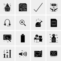 16 iconos de negocios universales vector ilustración de icono creativo para usar en proyectos relacionados con la web y dispositivos móviles