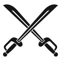 Warrior crossed sword icon, simple style vector