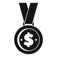 icono de medalla de oro de dinero, estilo simple vector