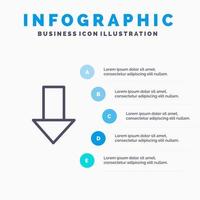 flecha hacia abajo icono de línea de dirección de flecha hacia abajo con 5 pasos fondo de infografía de presentación vector