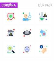 conjunto simple de covid19 protección azul 25 icono del paquete de iconos incluido matraz de protección para el cuidado de los ojos prevenir el coronavirus viral doméstico 2019nov elementos de diseño de vectores de enfermedades