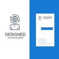 Business Global Management Modern Grey Logo Design and Business Card Template vector