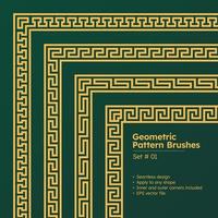 conjunto de pinceles de patrones geométricos diseño de bordes griegos vector