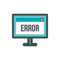 Monitor error icon, flat style vector