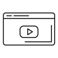 icono de reproductor de video web, estilo de esquema vector