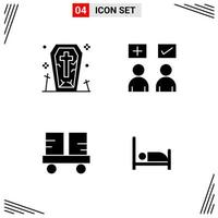 4 iconos estilo sólido cuadrícula basada en símbolos de glifos creativos para el diseño de sitios web signos de iconos sólidos simples aislados en fondo blanco 4 conjunto de iconos fondo de vector de icono negro creativo