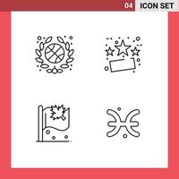 Pack of 4 Modern Filledline Flat Colors Signs and Symbols for Web Print Media such as team leaf discount sale astrology Editable Vector Design Elements