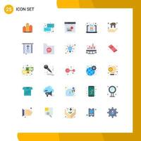 Universal Icon Symbols Group of 25 Modern Flat Colors of laptop page conversation mail browser Editable Vector Design Elements