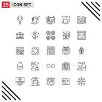 25 iconos creativos, signos y símbolos modernos de archivo, bebida, estudio, taza, pantalla, elementos de diseño vectorial editables vector