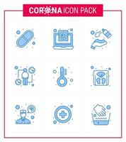 9 Blue Set of corona virus epidemic icons such as intect host virus coronavirus wash viral coronavirus 2019nov disease Vector Design Elements