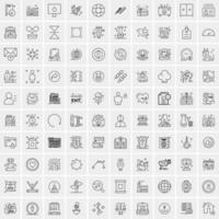 paquete de 100 iconos de líneas universales para móviles y web vector