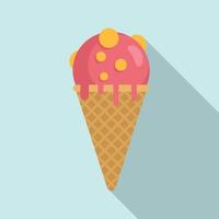 Ice cream cone icon, flat style vector