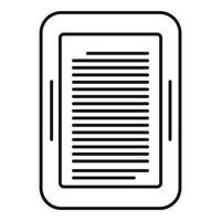icono de dispositivo de libro electrónico, estilo de esquema vector