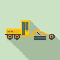 Grader machine bulldozer icon, flat style vector