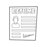 Resume icon in outline style vector