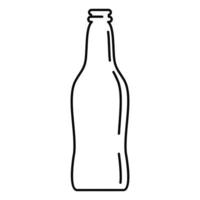 icono de botella de cerveza de vidrio, estilo de contorno vector