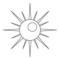 Sun icon, outline style. vector