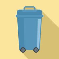 Plastic garbage bin icon, flat style vector