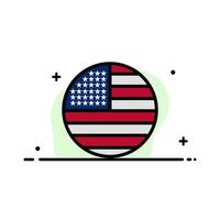 bandera americana acción de gracias usa línea plana de negocios lleno icono vector banner plantilla