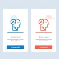 Brain Failure Head Human Mark Mind Thinking  Blue and Red Download and Buy Now web Widget Card Template vector