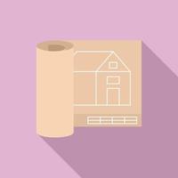 Architect house project icon, flat style vector