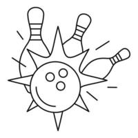 Bowling strike icon, outline style vector