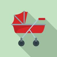 New baby carriage icon, flat style vector