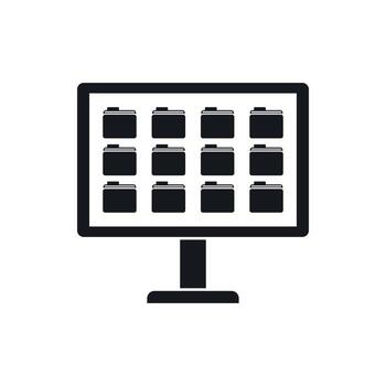 escritorio de computadora con icono de carpetas vector