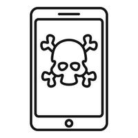 Hacked smartphone icon, outline style vector