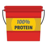 Protein bucket icon, flat style. vector