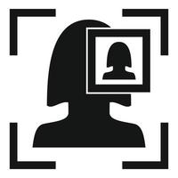 Woman face recognition system icon, simple style vector