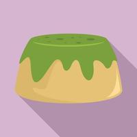 Matcha cake icon, flat style vector
